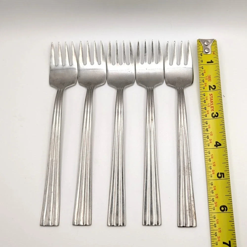 Gense Focus Stainless Steel Salad Forks Ribbed Handle Sweden Set of 5 6.25